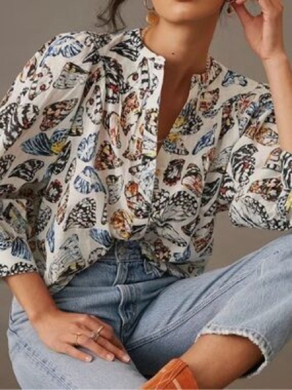 Anthropologie Maeve Butterfly Print Blouse